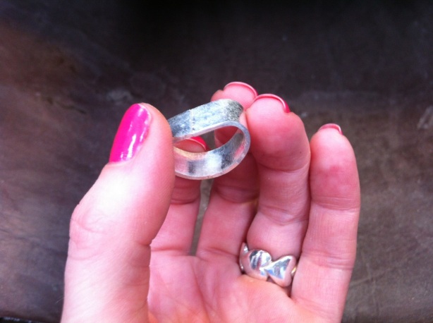 The D-shaped ring, ready to be soldered.
