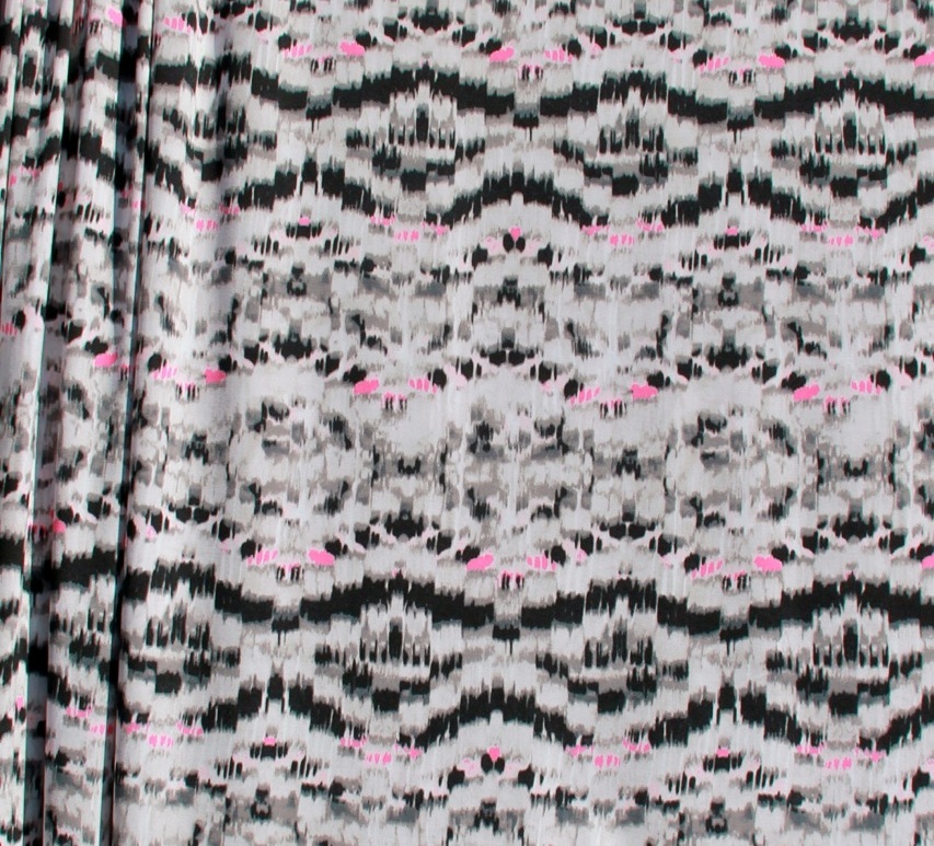 Black, White & Pink polyester knit fabric
