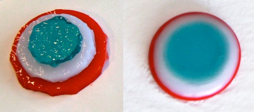 Glass bullseye: before and after fusing
