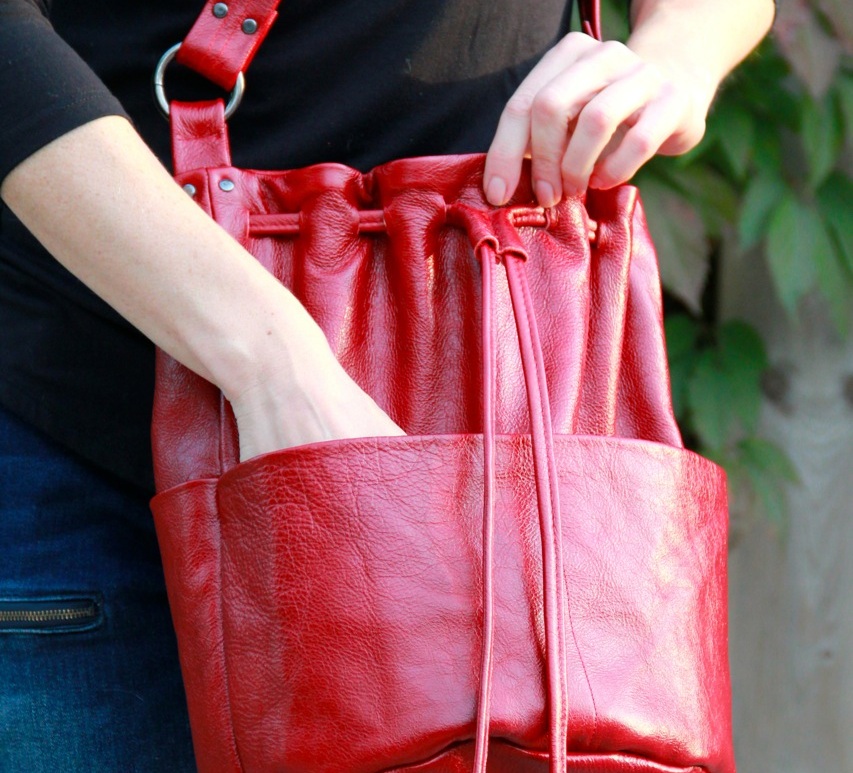 Red Leather Bundle Bag